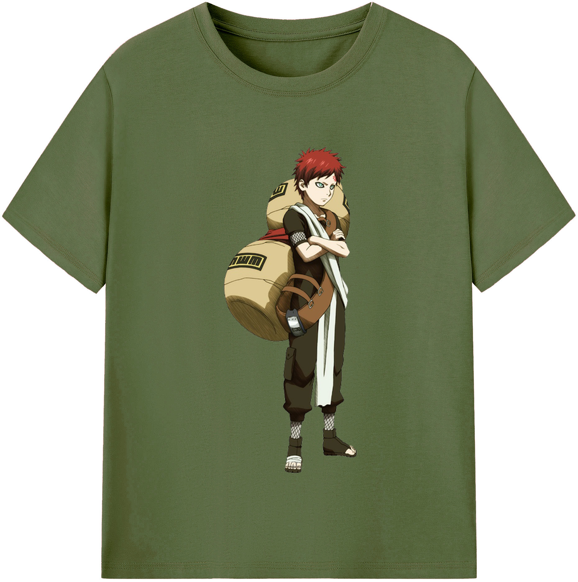 （画像用） NARUTO -ナルト- ガアラ Gaara 綿100％半袖Tシャツ（フロントプリント）